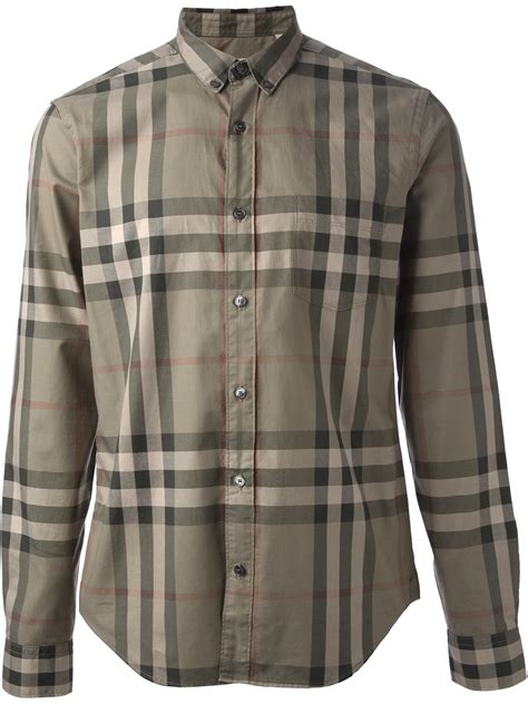 burberry brit green check shirt|Burberry men's shirts outlet.